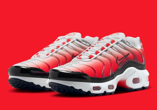 Bright Reds Bleed Into The Mesh Of This Nike Air Max Plus