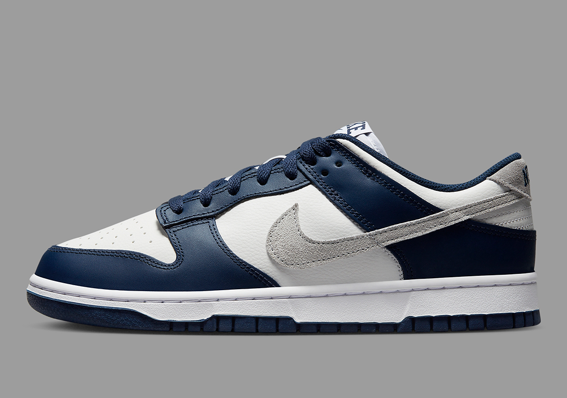 Navy and on sale silver nike dunks