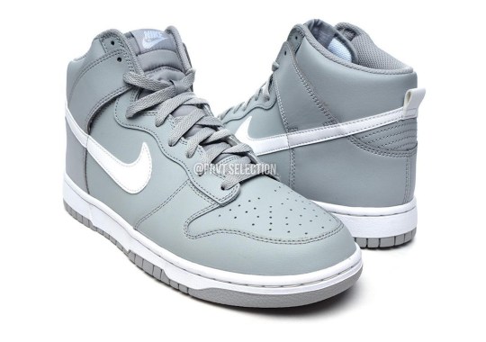 Wolf Grey Leather Covers This Nike Dunk High For 2023