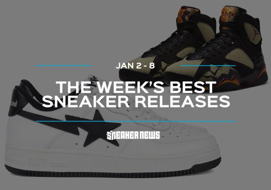 The JJJJound x BAPE STA And Air Jordan 7 “Black/Olive” Headline The First Week Of 2023