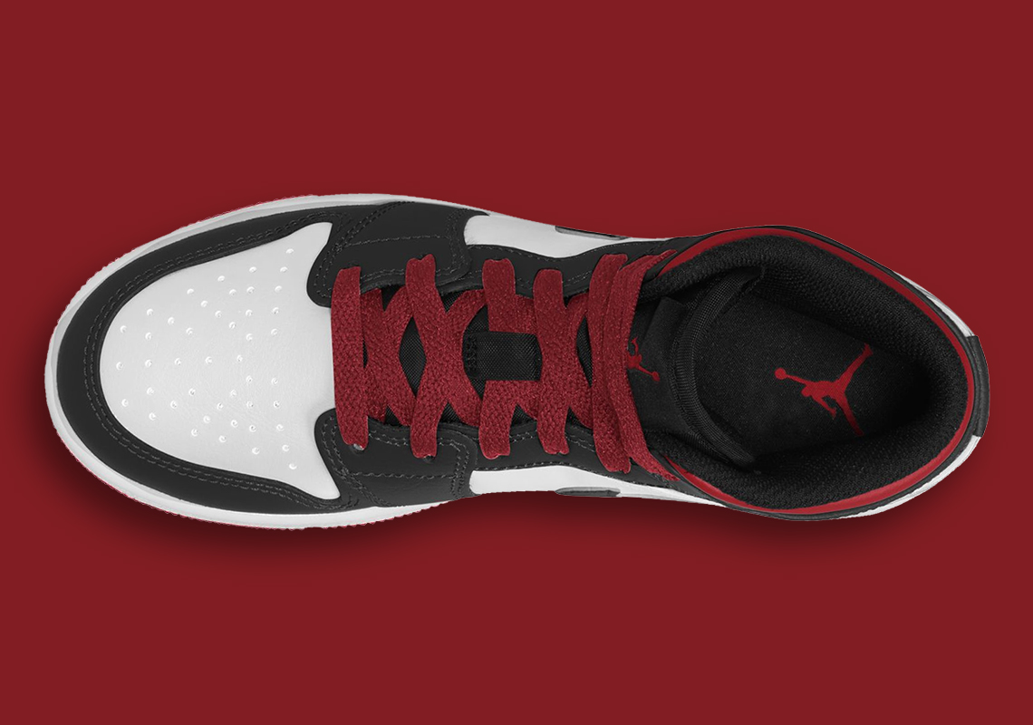 jordan 1 mid black and red and white