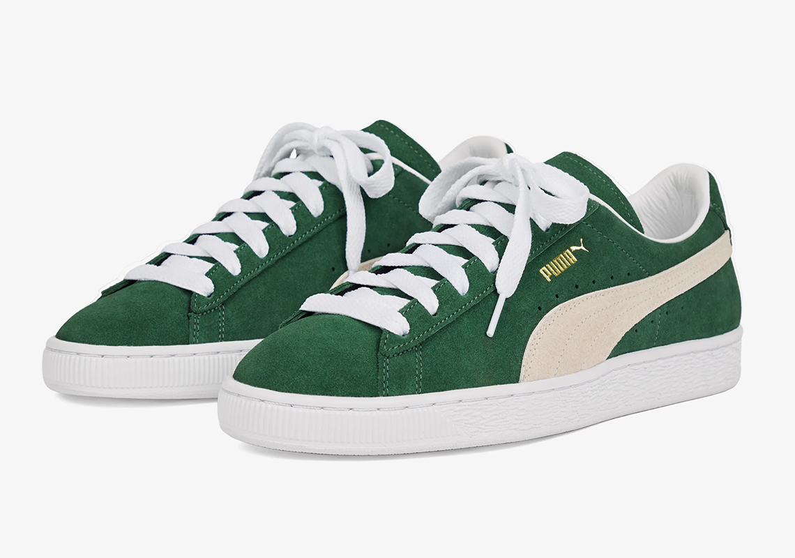 Green suede puma store shoes