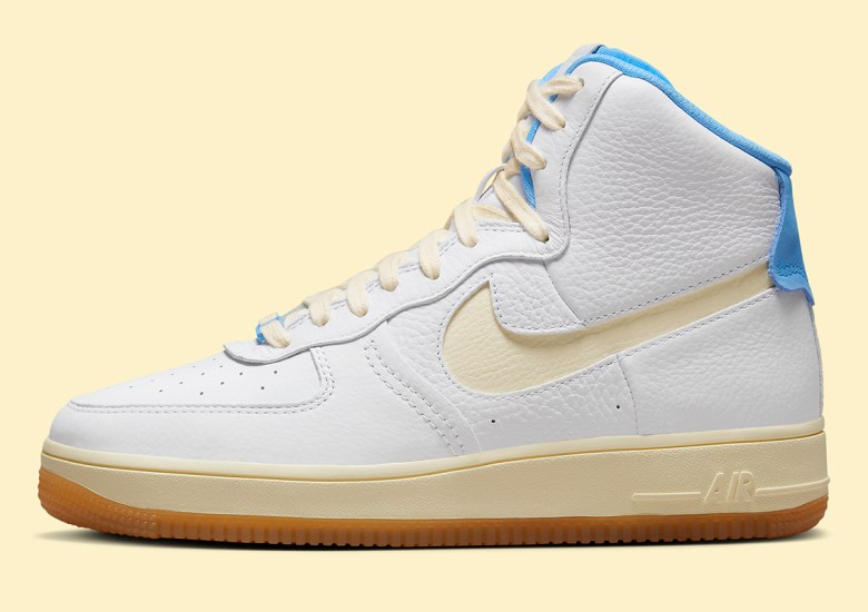 The Nike Air Force 1 High Sculpt Surfaces in White, Sail and University  Blue