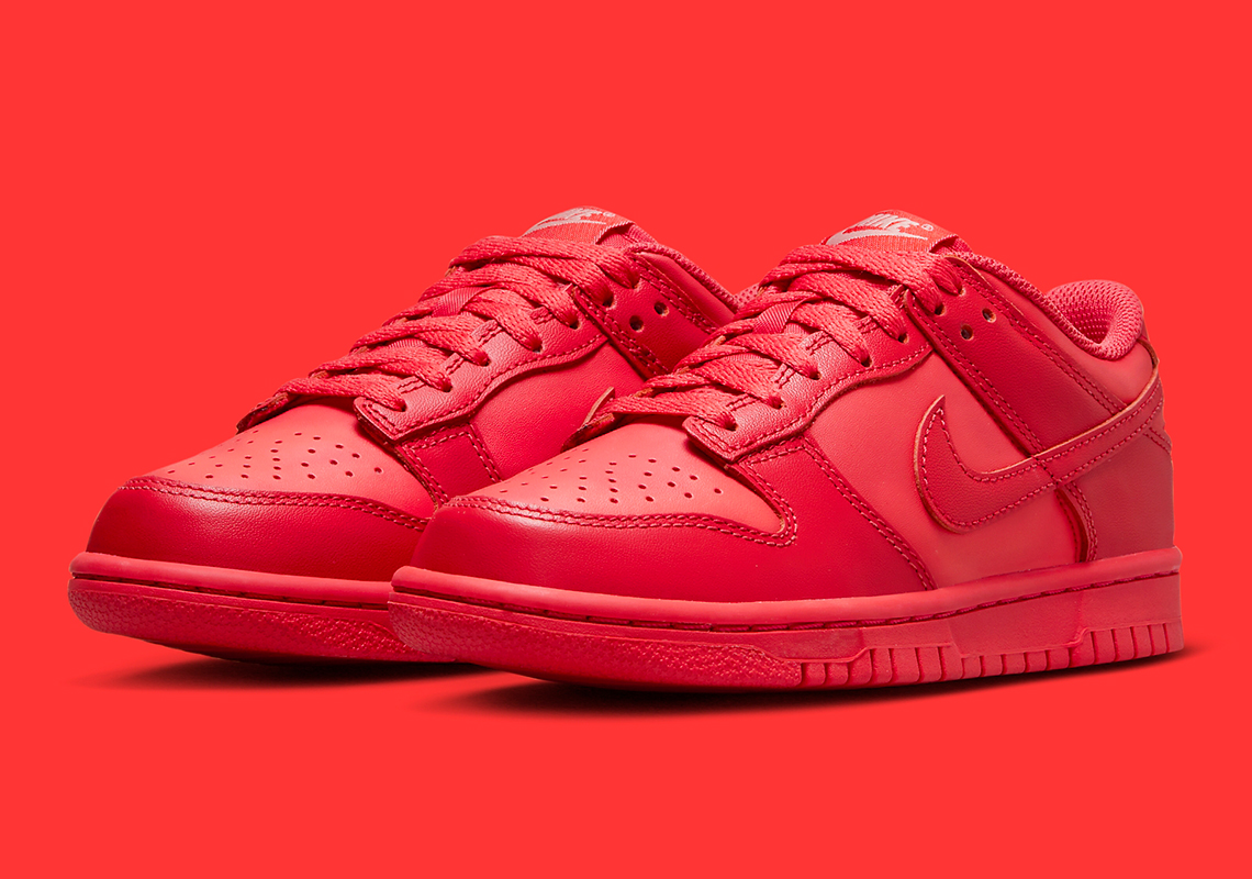 This Kid's Nike Dunk Low Features A Whole Lotta Red