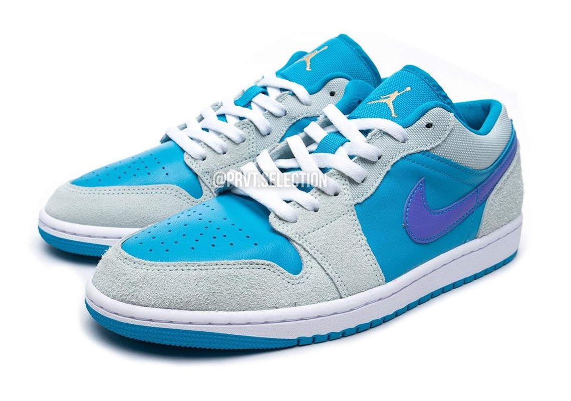 Cyan And Purple Pair For An Animated Air Jordan 1 Low