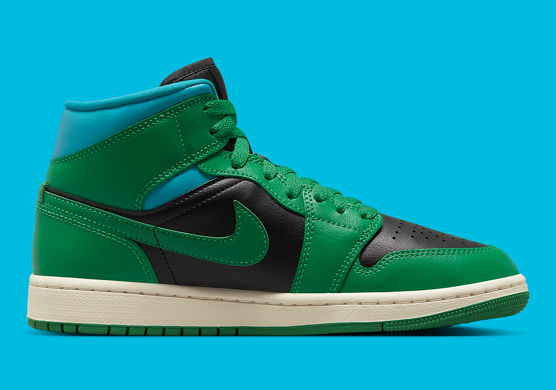 Blue store green jordans