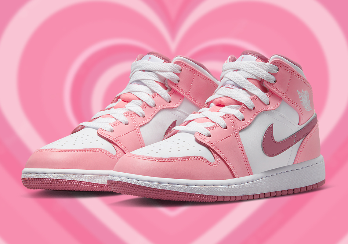 This Pink/White Air Jordan 1 Mid Is The Perfect Valentine's Day Gift