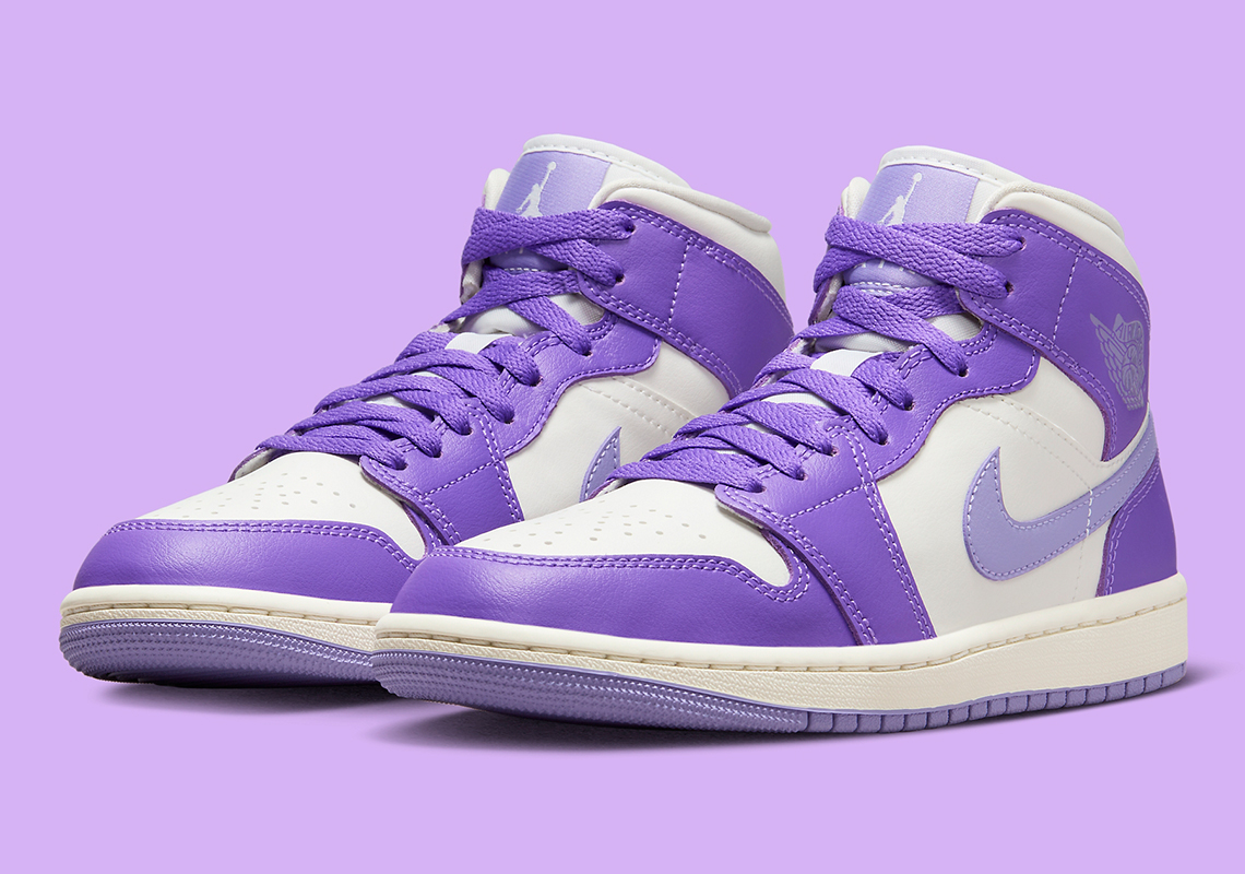 Official Images Of The Women's Air Jordan 1 Mid "Sail/Purple"