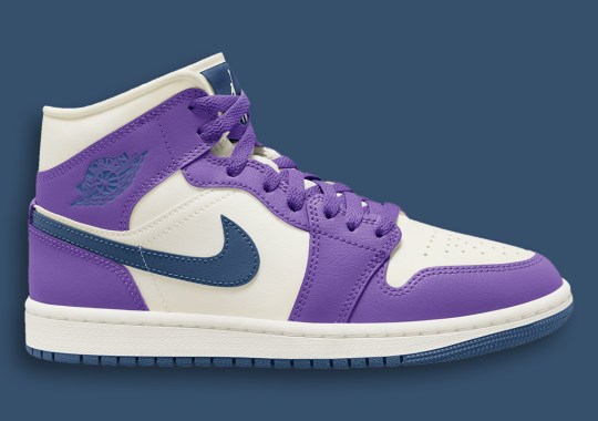 Purple And Cadet Blue Appear On This Women’s Air Jordan 1 Mid