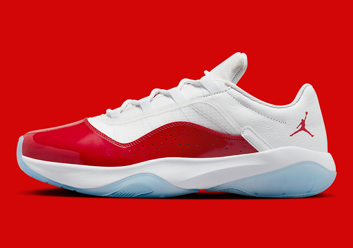 Red and white store jordan 11 low