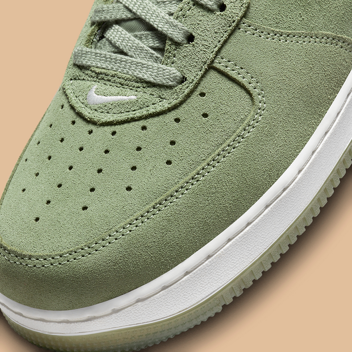 Nike Air Force 1 Low Reflective Olive Green Suede Shoes 