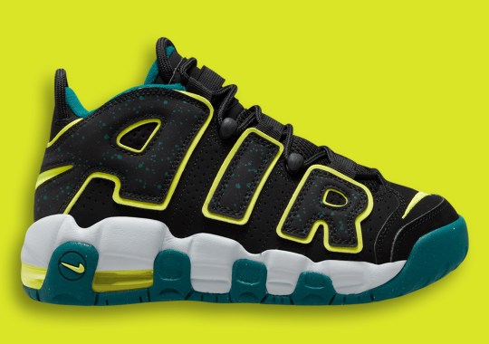 Paint Splatter And Neon Yellow Highlight This GS Nike Air More Uptempo