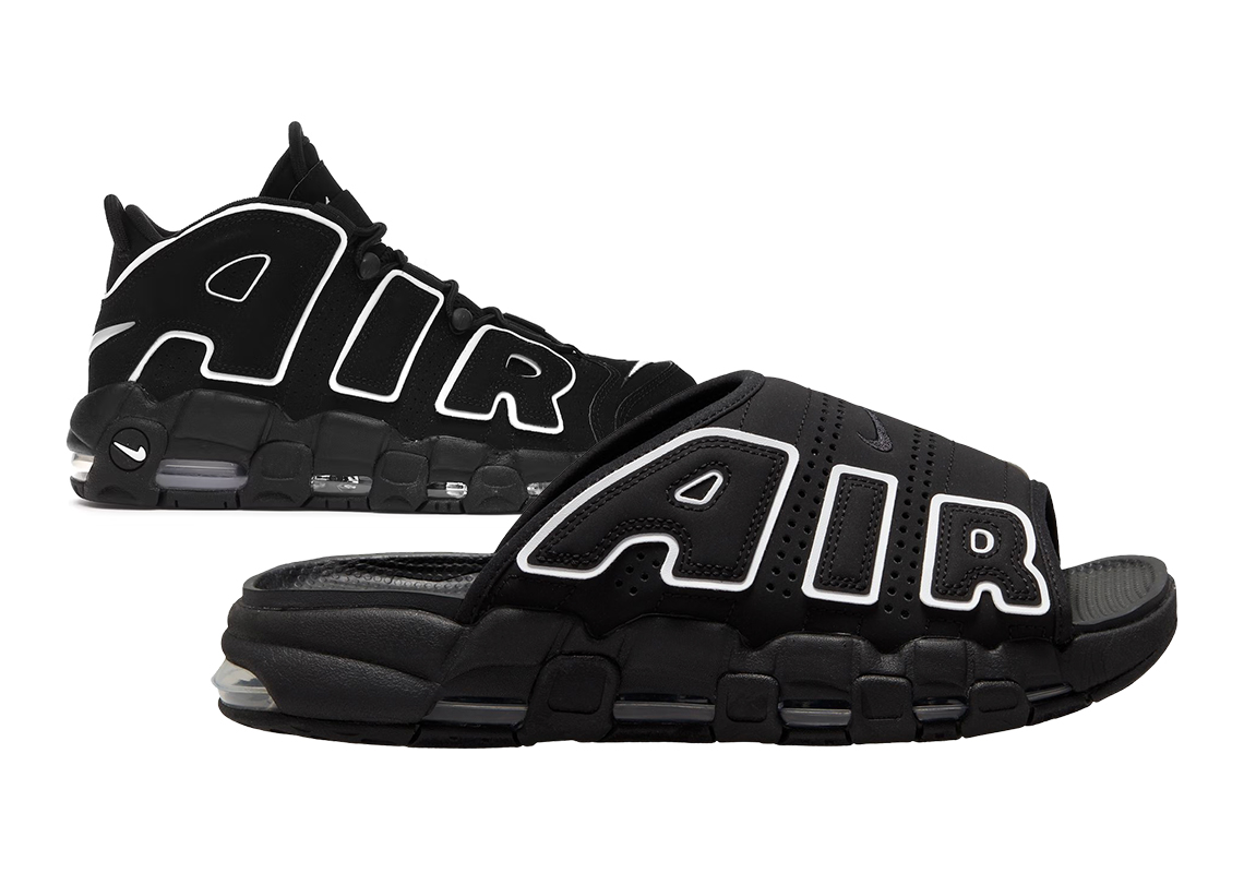 Nike Air More Uptempo Slide Black White Dv2137 001 4