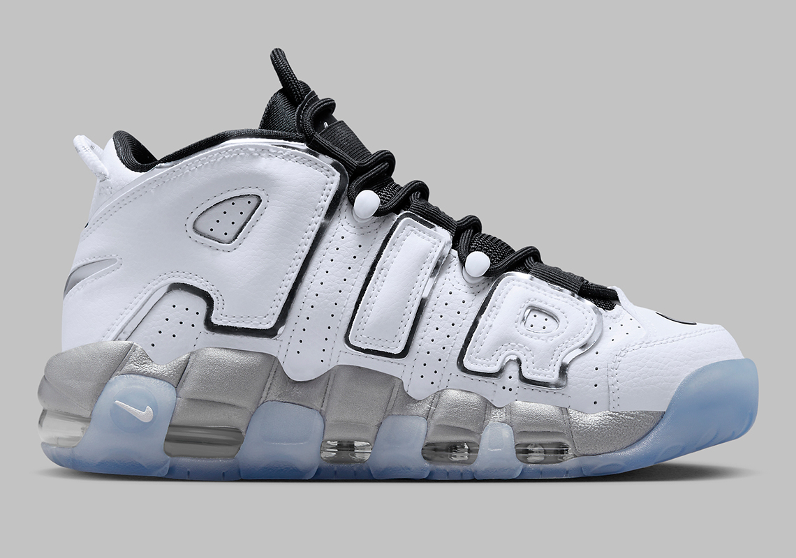 Nike uptempo 2025 white and silver