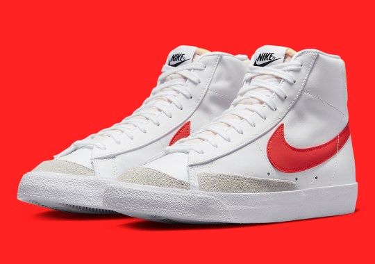 “Picante Red” Swooshes Liven The Vintage Aesthetic Of The Nike Blazer Mid ’77