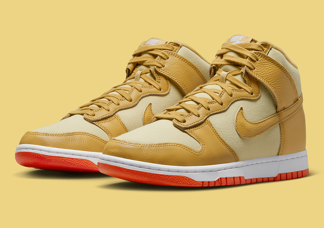nike dunk high gold leather canvas red DV7215 700 6