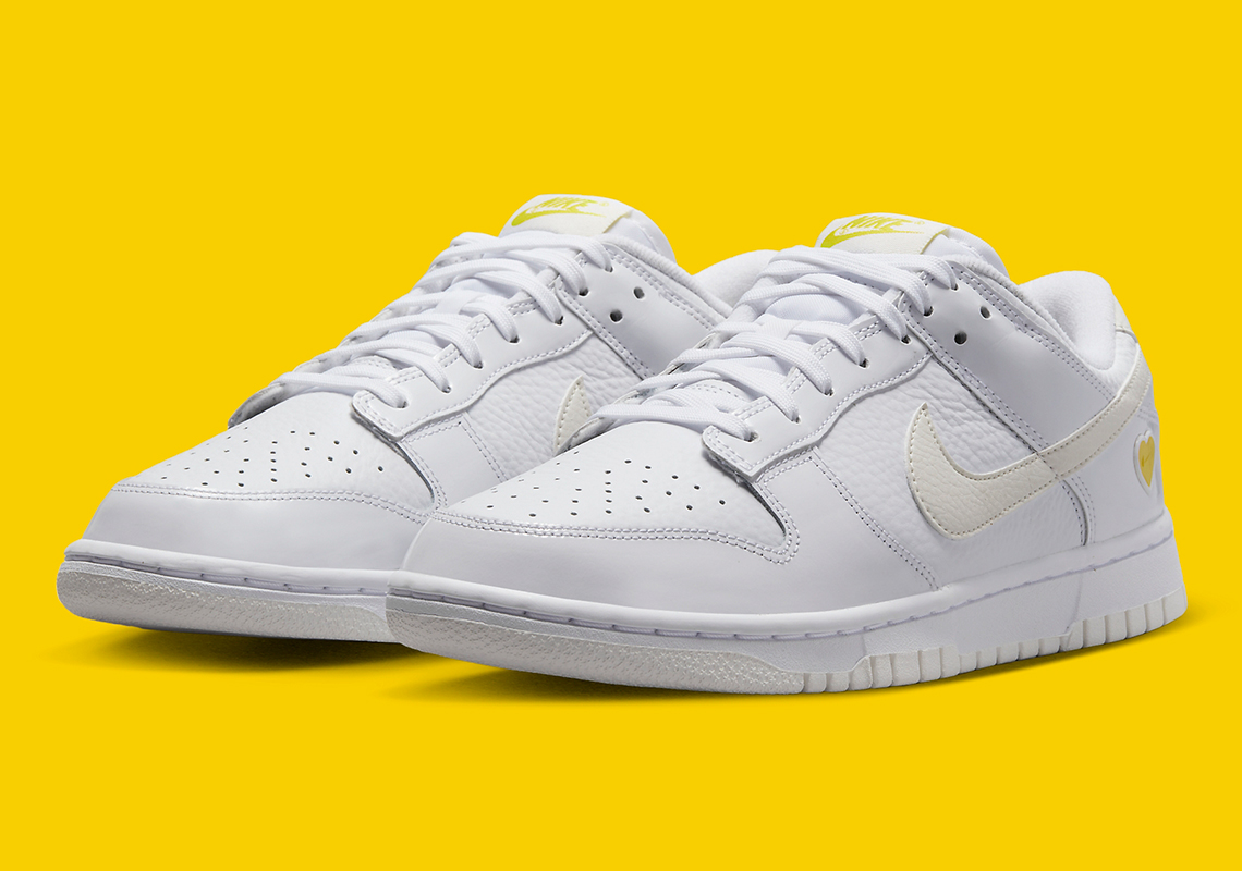 Nike Dunk Low White Yellow Heart Fd0803 100 1