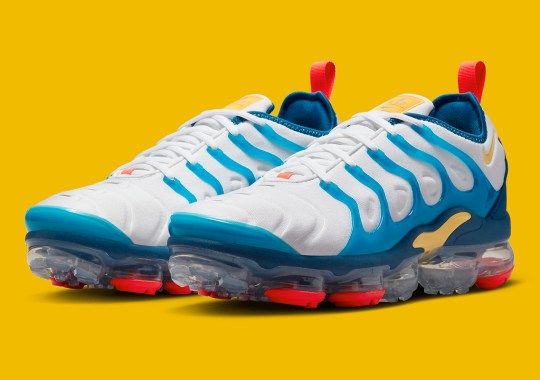 A Vibrant Mix Of Teal, Yellow, And Red Colors Prep The Nike Vapormax Plus For Summer