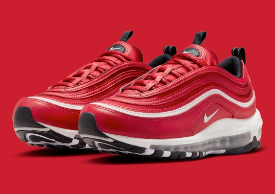 “Gym Red” Gives This Satin-Covered Nike Air Max 97 A Bold Look