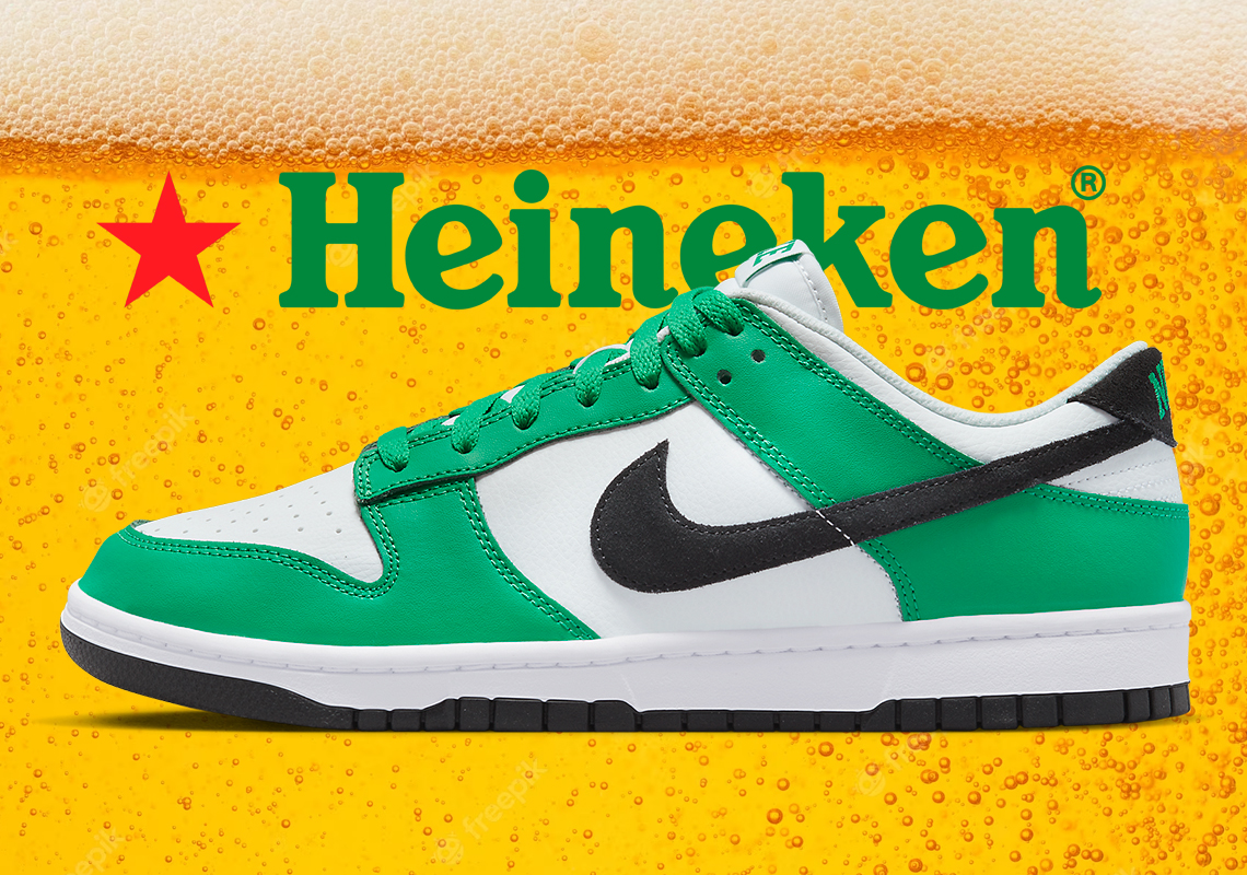 Scherm Nieuwe aankomst vertraging Heineken Nike Dunk Low FN3612-300 2023 | SneakerNews.com