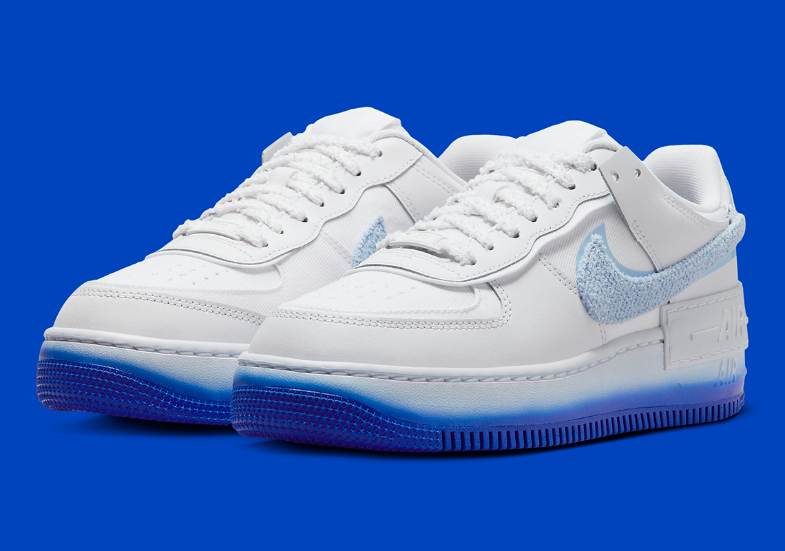 Air Force 1 Shadow Chenille Swoosh FJ4567-100 White/Blue Tint - SoleSnk