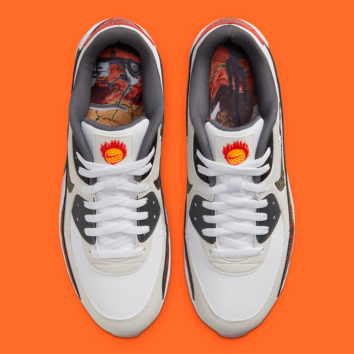 Nike Pink And Orange Air Max 90 Sneakers With Layered Design And