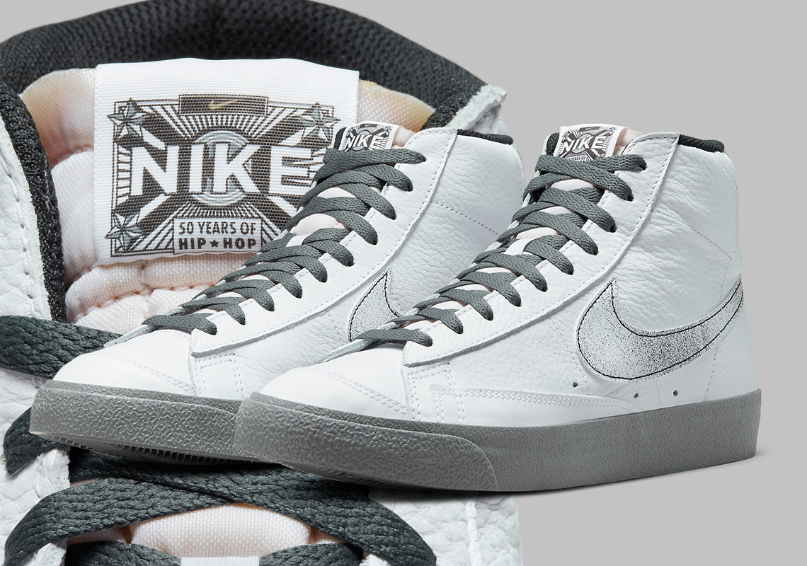 A Silver Mic Adorns The Nike Blazer Mid '77 For Hip-Hop's 50th Birthday