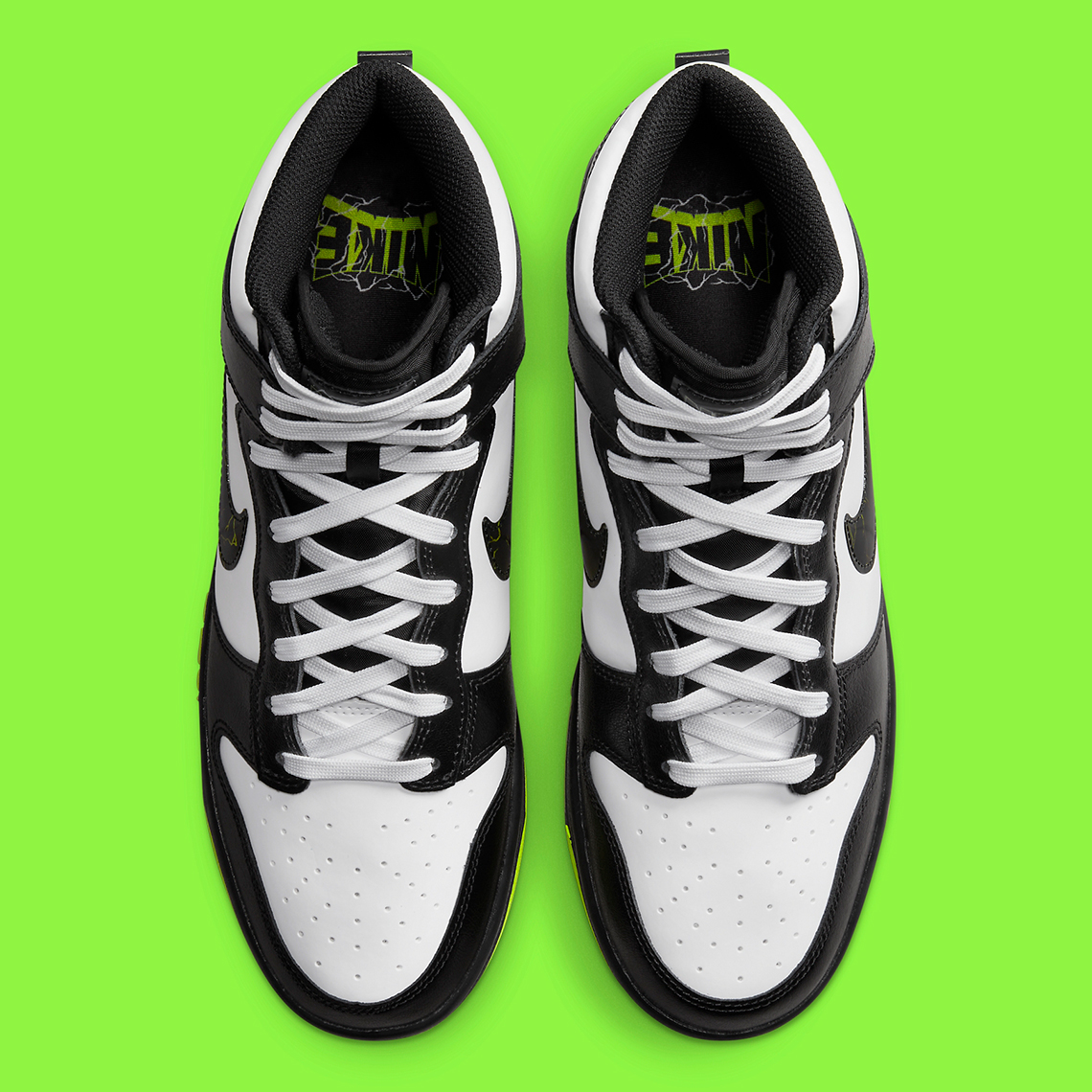 Nike Dunk High Black White Neon Electric Green Fd0732 100 6