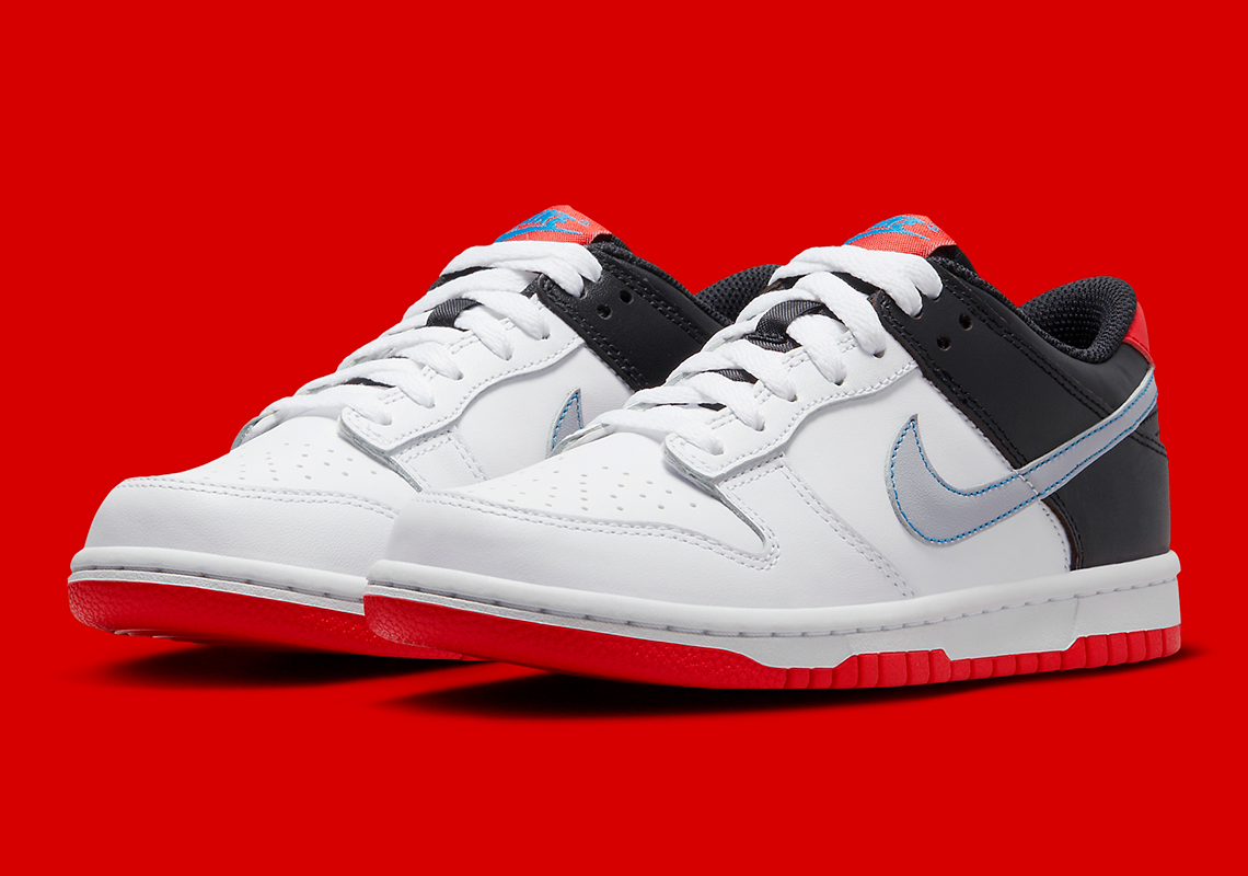 nike dunk low gs white black red blue dh9765 103 4