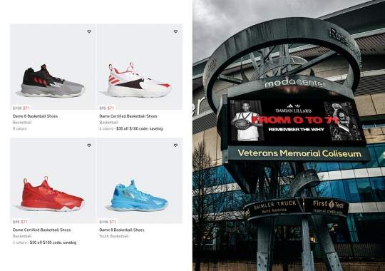 adidas Basketball Honors Damian Lillard’s 71 Point Performance With Billboards, Donation To Charity, And $71 Dame 8 Prices