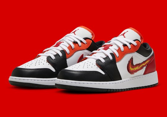 The Air Jordan 1 Low “Born To Fly” Features Hand-Drawn Flaming Swooshes And More