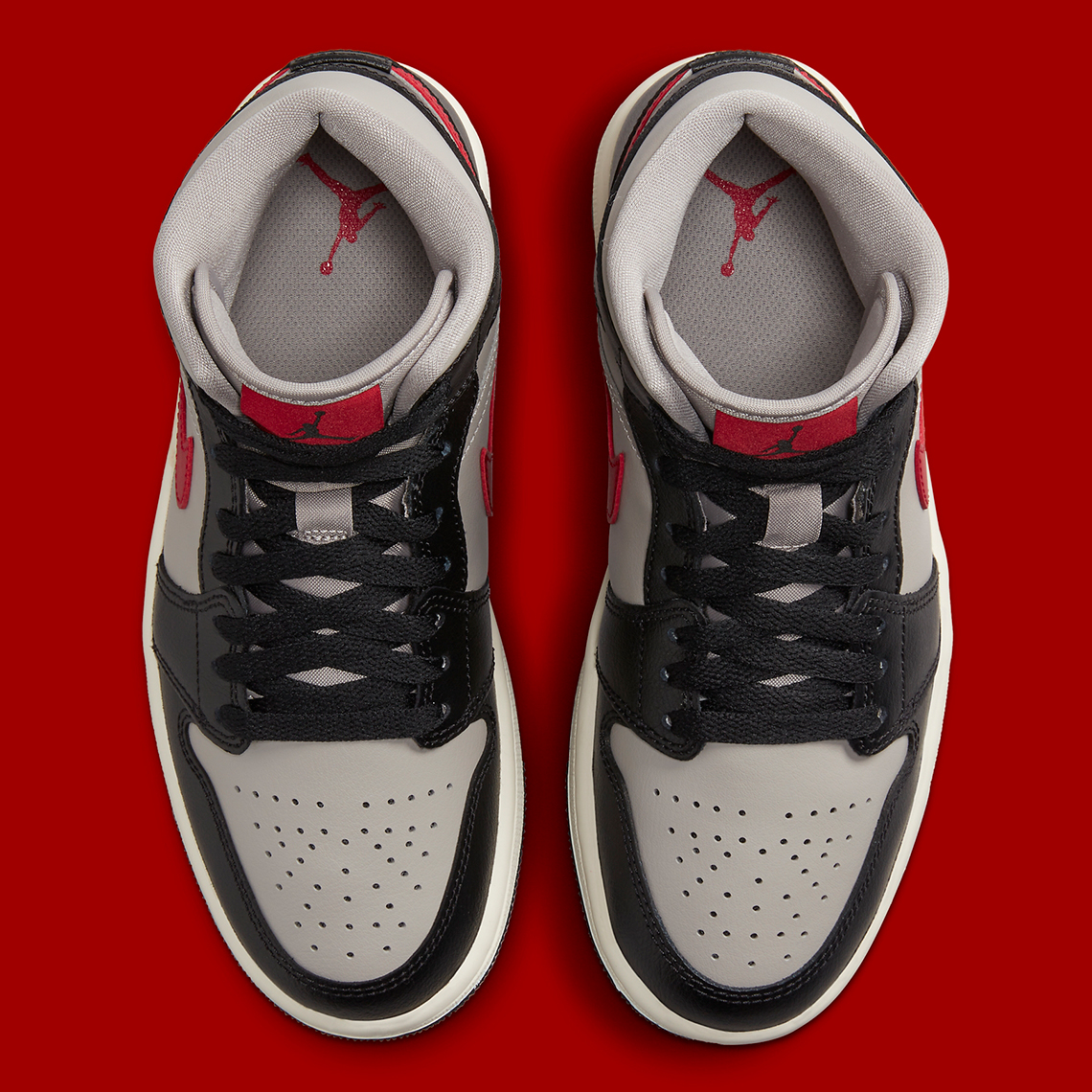 Jordan 1 black hot sale with red swoosh