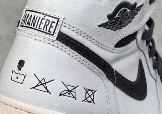 Here's A Look At A Ma Maniere's jordan 1 black satin resell "Hand Wash Cold" Sample