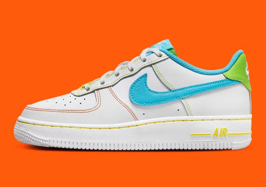 Rainbow Stitching Deliver Contrast To This Clean Nike Air Force 1 Low For Kids