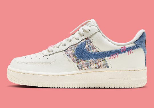 Denim And Bouclé Panels Appear On The Latest Nike Air Force 1 Low “Just Do It”