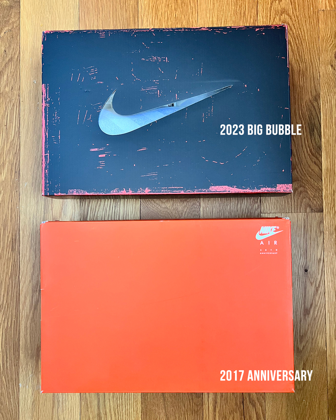 Nike Plaster Luxe Snakeskin on the 2017 Vs 2023 Box