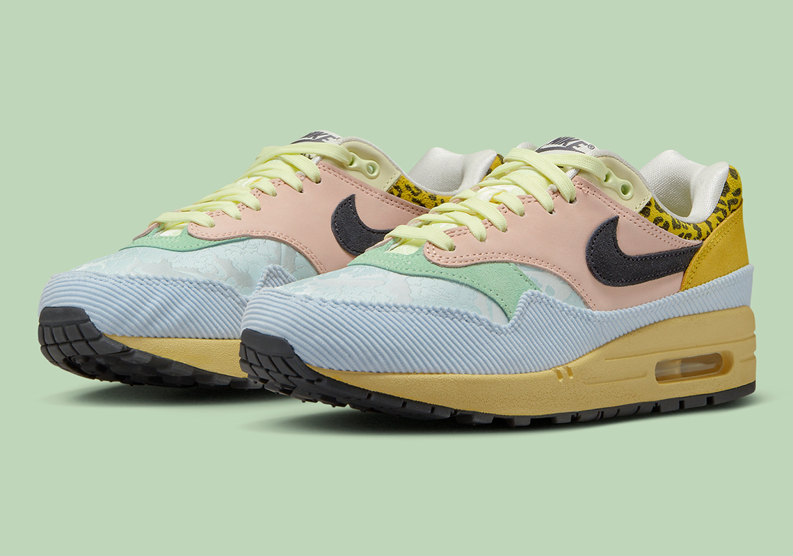 Floral-Patterned Textiles, Leopard Prints, And Corduroy Dress This Women’s Nike Air Max 1 ’87