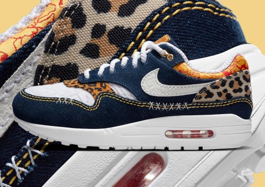 Denim Treated Panels And Animal Prints Liven This Nike Air Max 1