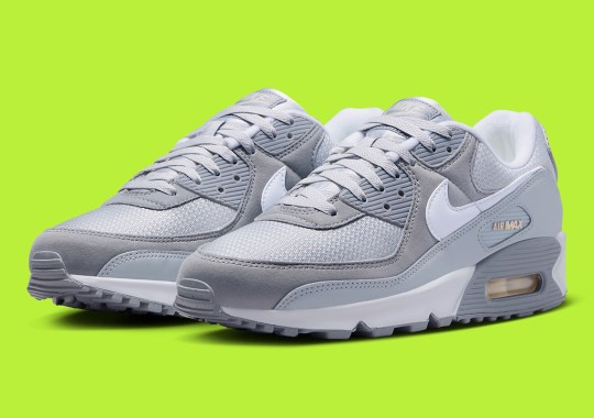 This Greyscale Nike Air Max 90 Illuminated By Volt And Crimson Tint
