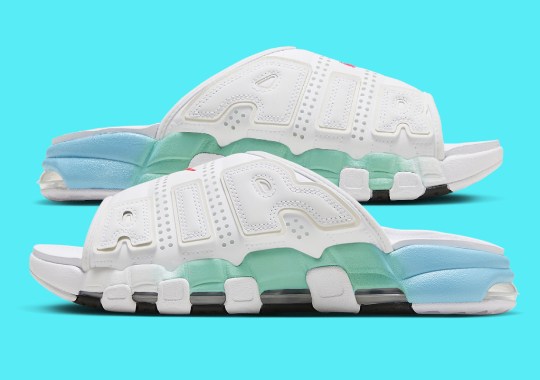 The Nike Air More Uptempo Slides Receives An Oceanic Wash of "Aqua/Teal"
