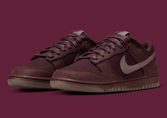 A “Burgundy Crush” Floods This Nike Dunk Low Canvas And Suede