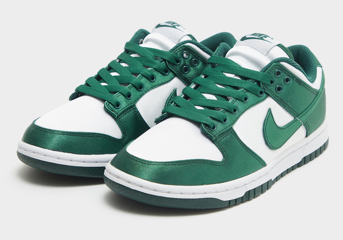 This Satin-Covered Nike Dunk Low Comes In White Team Green - Sneaker News