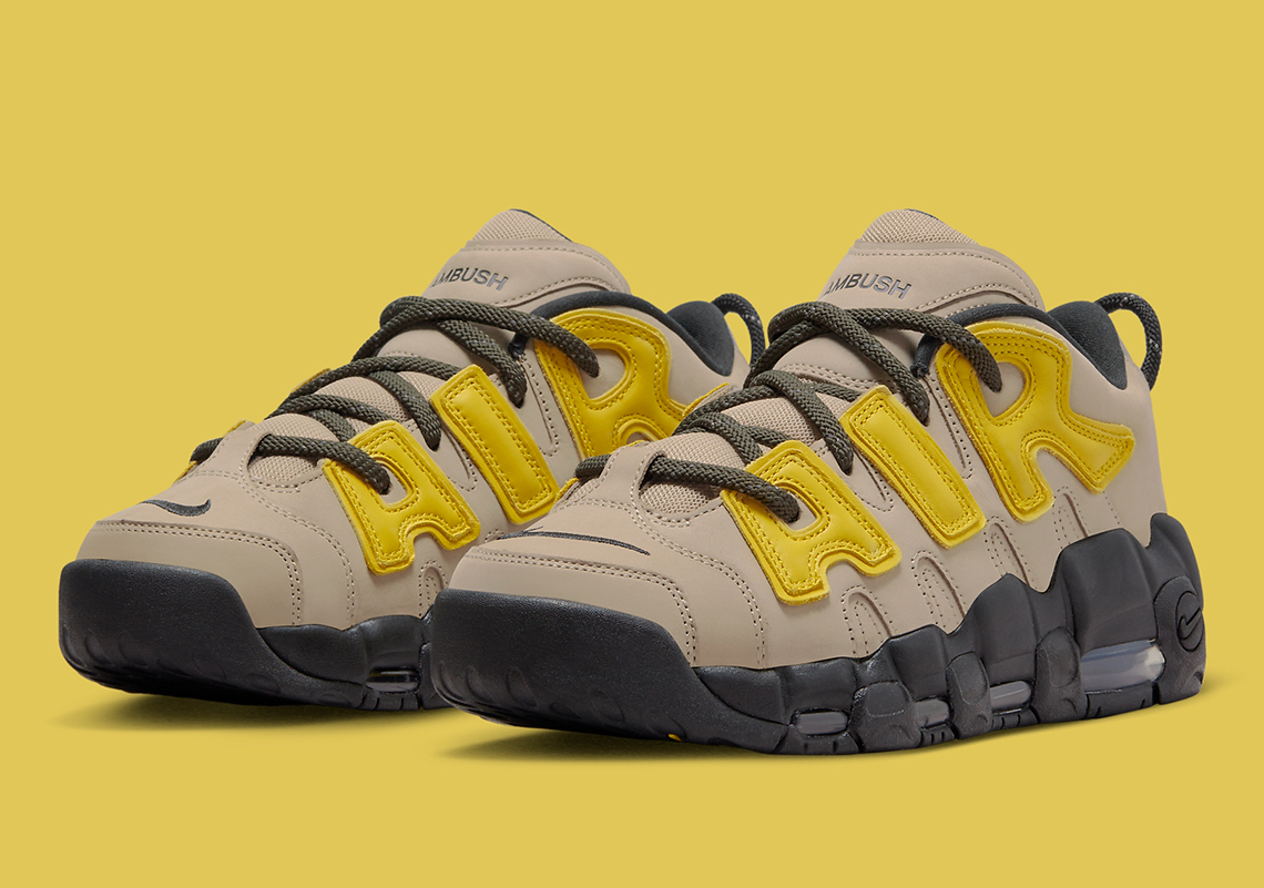 Official Images Of The AMBUSH x Nike Air More Uptempo Low "Limestone"