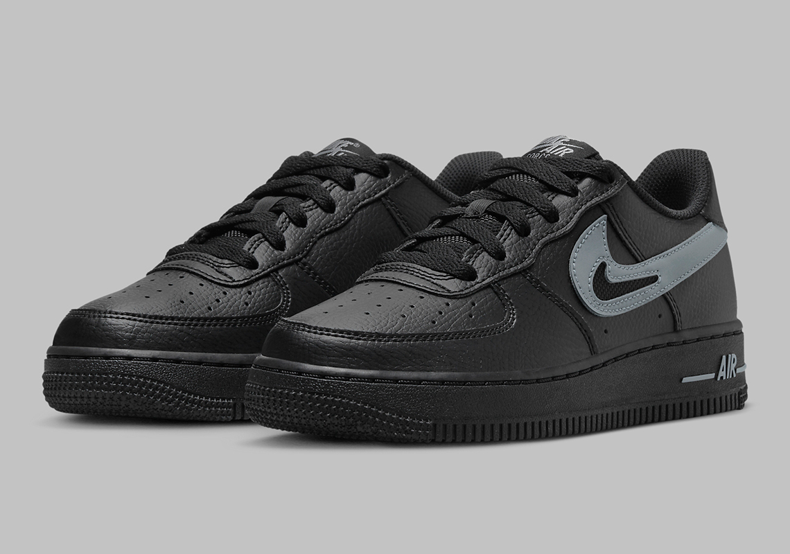 Nike Air Force 1 Low Gs Cut Out Black Grey Fq2413 001 2