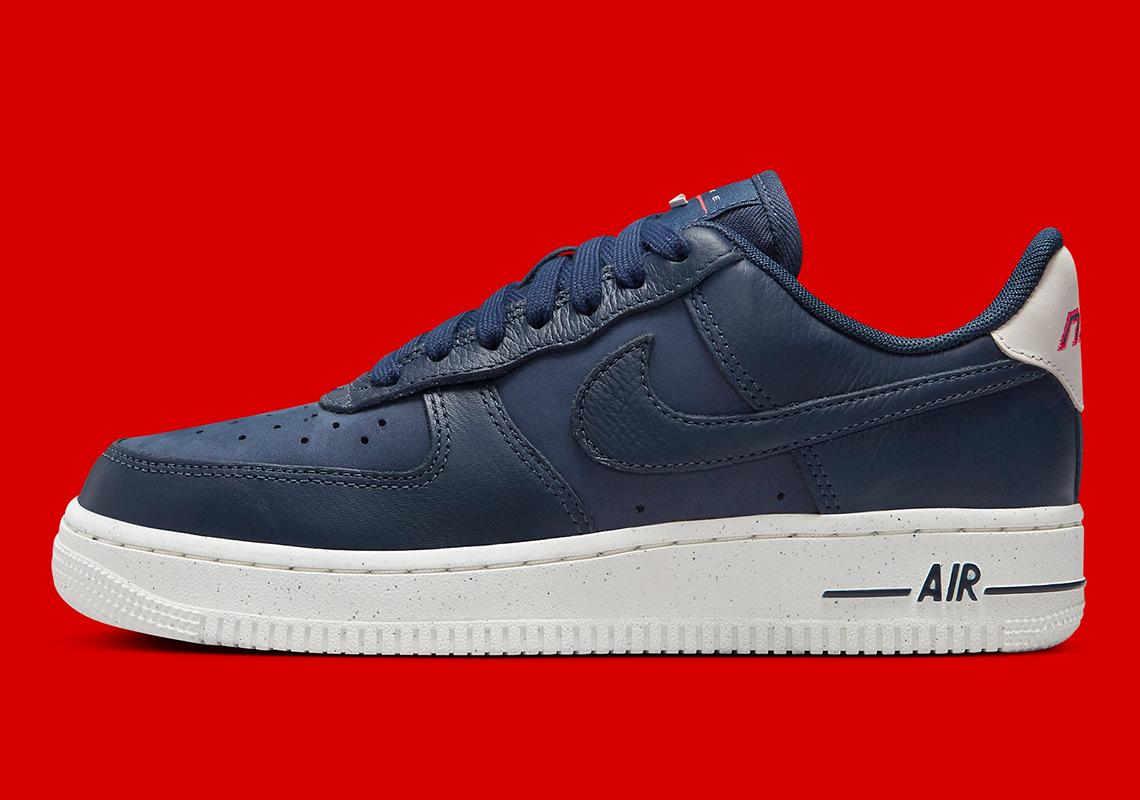 This Nike Air Force 1 Low In Navy Alternates Nubuck And Leather