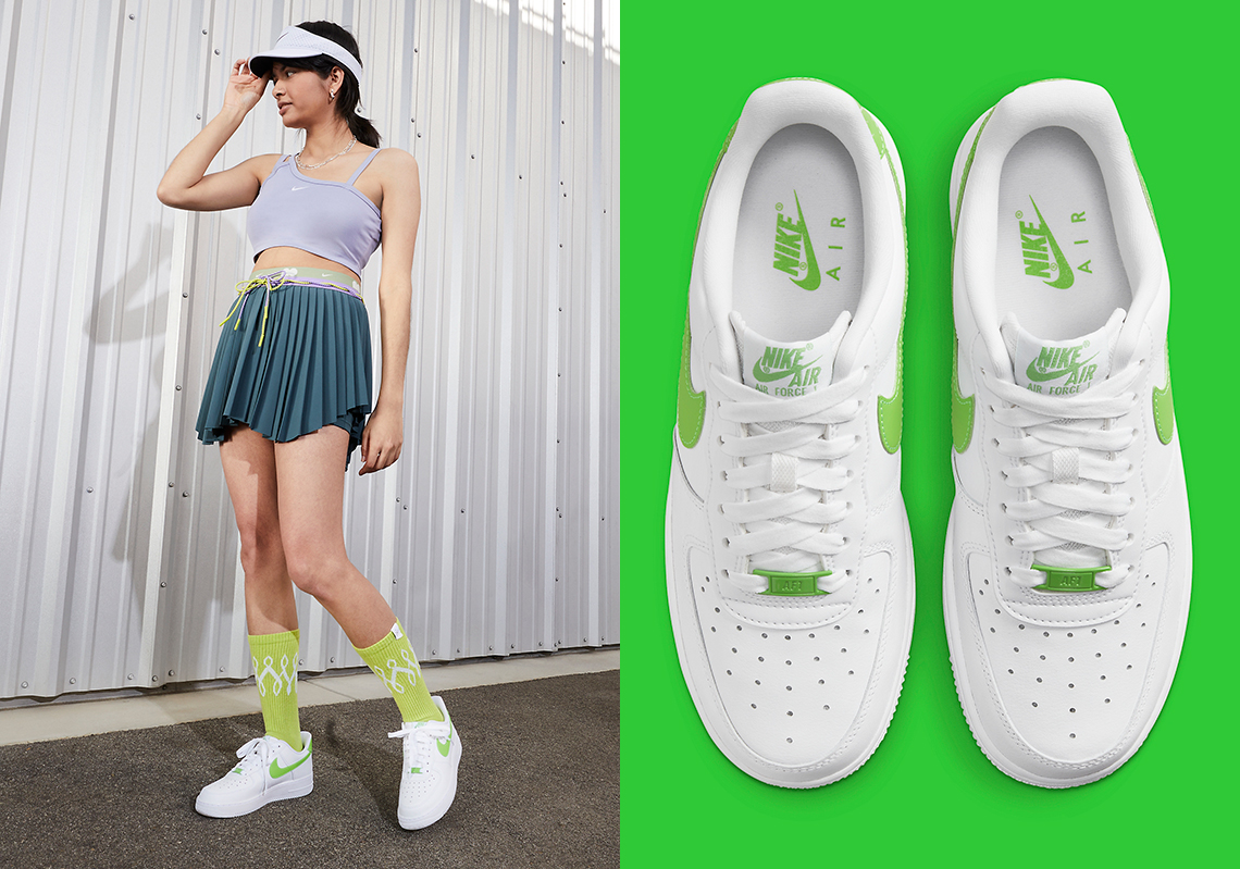The Women's Nike Air Force 1 Low Comes Squeezed With Lime Green Accents