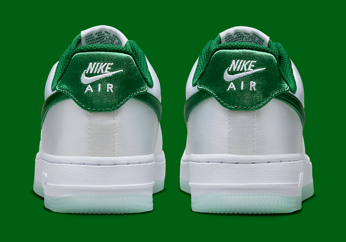 The Nike Air Force 1 Low Satin White Green Brings Luxe Vibes