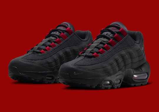 Dark Red Shades Contrast This Pitch-Dark Nike Air Max 95