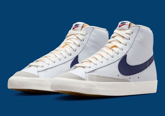 A Familiar Navy Abstract Pattern Taps The Nike Blazer Mid ’77