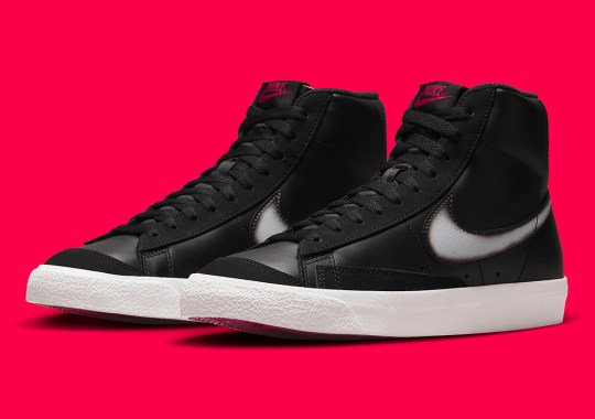 Spray-Painted Swooshes Interrupt This Stealthy Nike Blazer Mid ’77